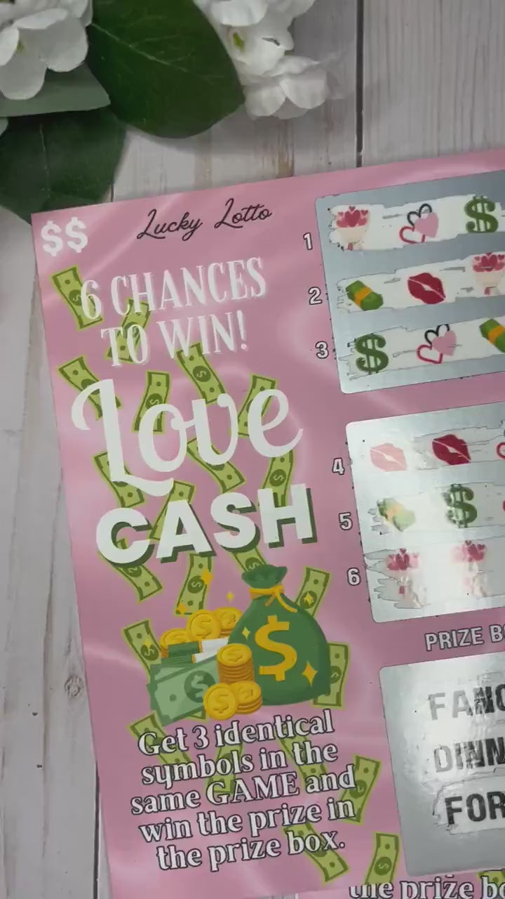 Love Scratch Ticket-- Valentine Scratch Card-Valentine Lottery Gag Gift-Love Day Vacation reveal-Scratch Off Card-Secret Message