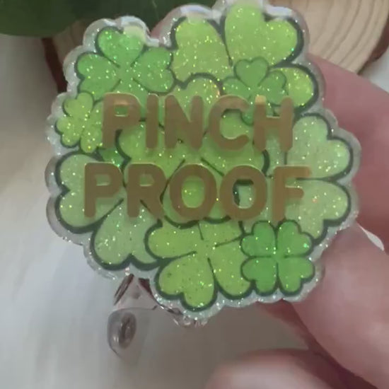 Glitter Pinch Proof Badge Reel--St. Patricks Badge Reel-Lucky Clover Badge Reel-Coworker Gift-Glitter Leprechaun Badge-Nurse Badge Reel