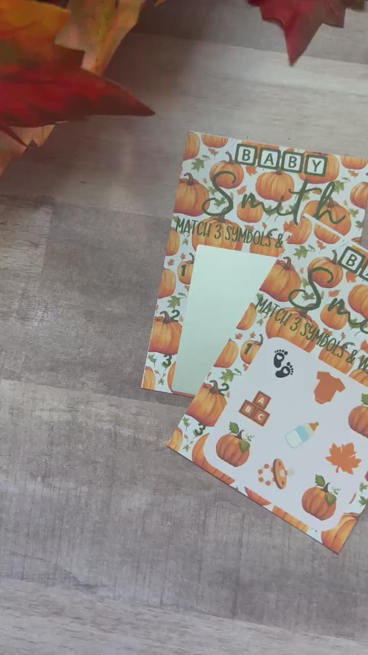 Pumpkin Baby Lotto Scratch Game--Baby Lottery Game-Diaper Raffle Ticket-Custom Baby Game-Baby Shower Reveal-Scratch Off Game-Scratch and Win