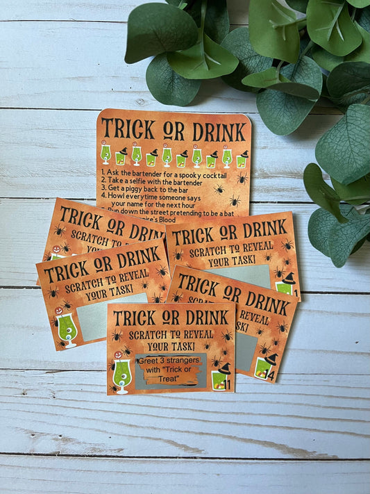 Trick or Drink Scavenger Hunt-- Halloween Bar Crawl-Drink or Dare-Drink Up Witches-Adult Scavenger Hunt-Halloween Party-Spooky Games