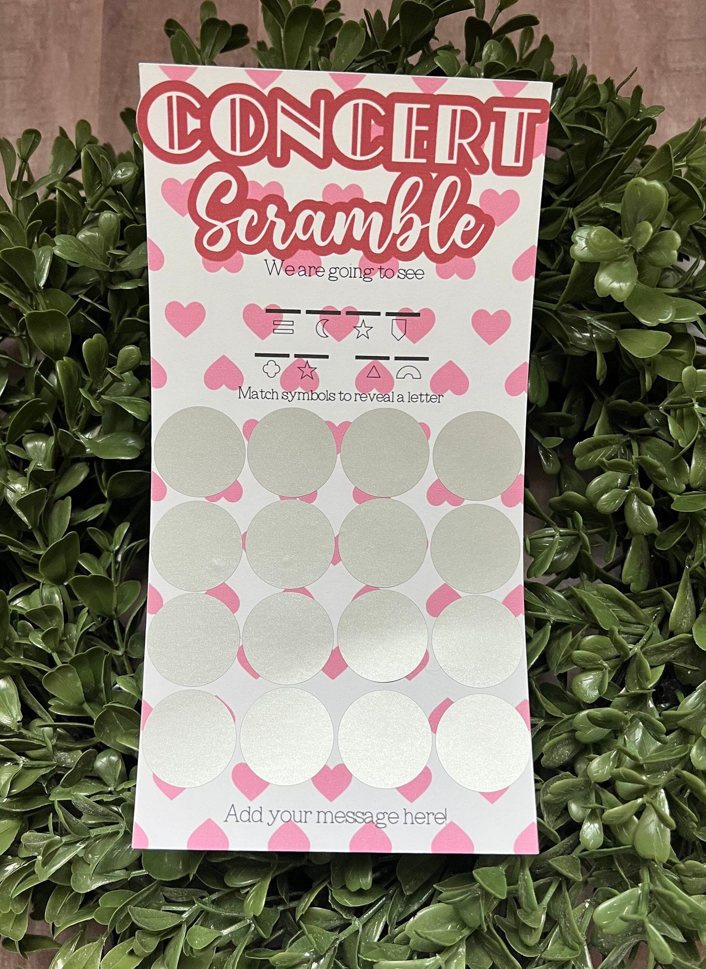 Concert Scramble Scratch Ticket-- Concert Ticket-Custom Concert-Concert Gift-Scratch Off Card-Unscramble Words-Scratch Card-Birthday Concert