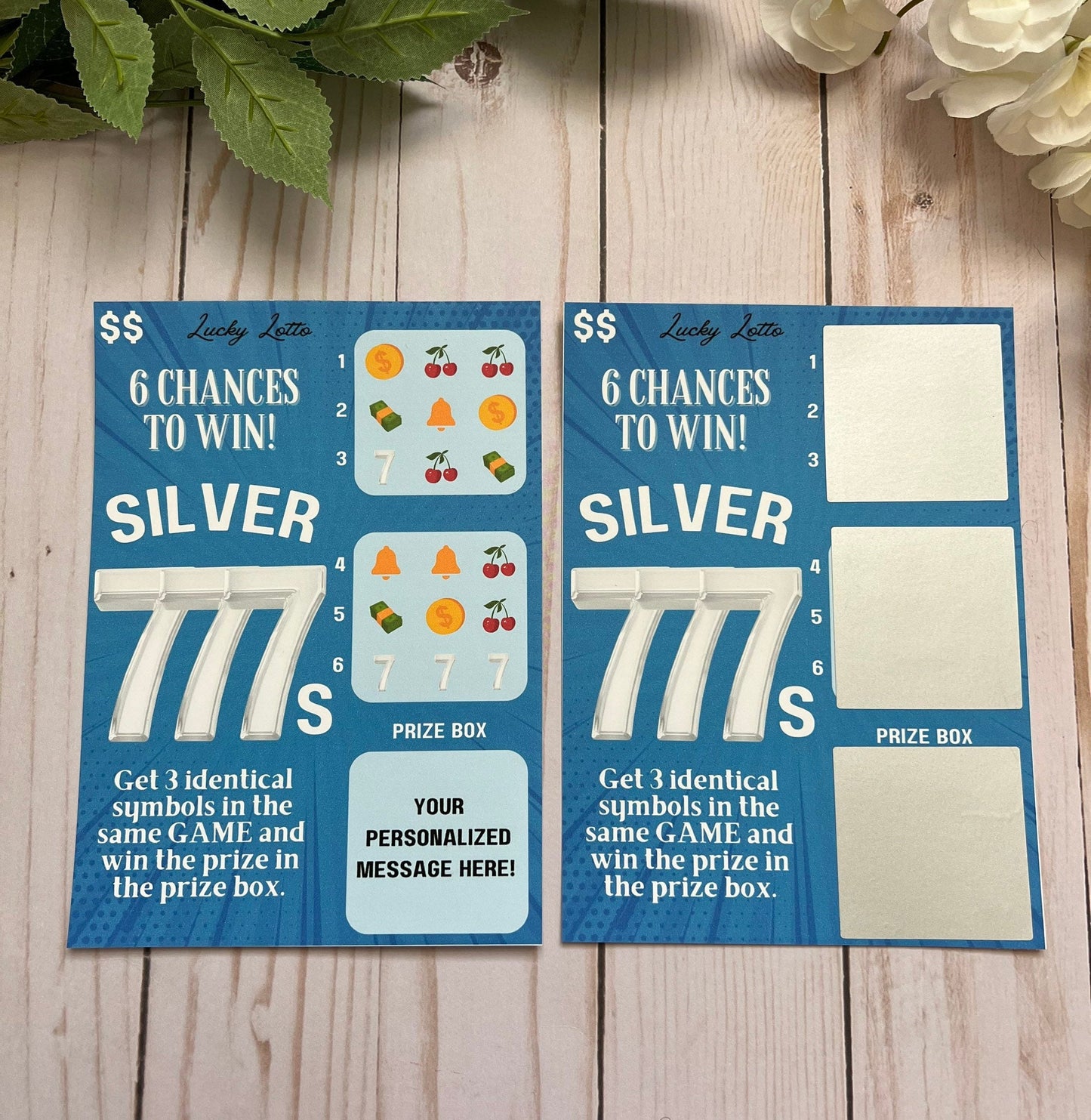 Silver Sevens Scratch Ticket-- Scratch Card-Scratch Off Card-Secret Message-Baby Reveal Ideas-Secret Message Card-Surprise Trip Ticket