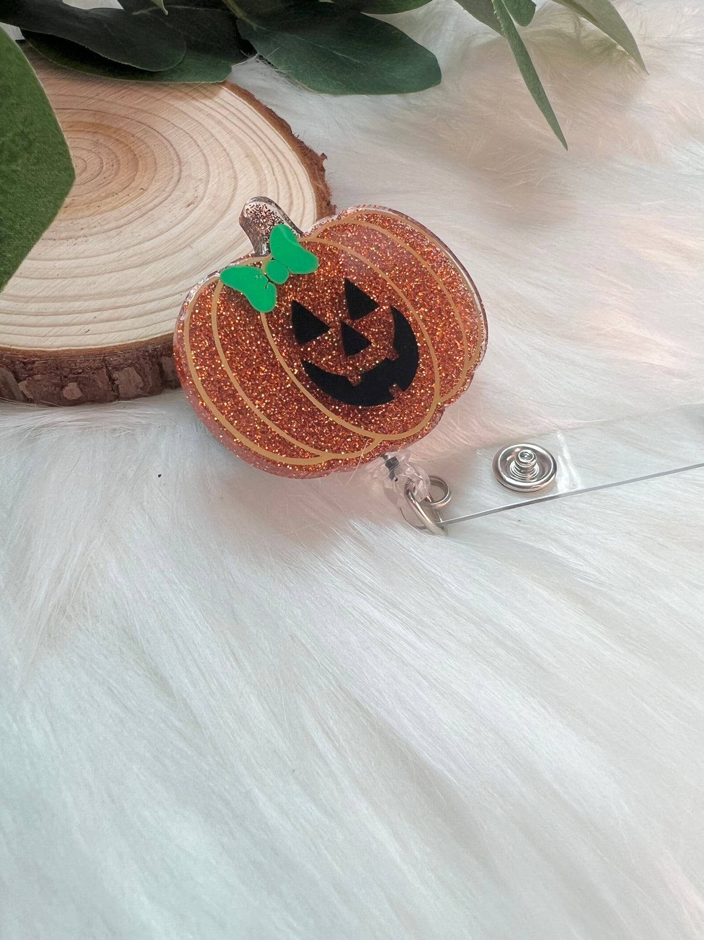 Jack O Lantern Badge Reel--Halloween Badge Reel-Nurse Badge Reel-Fall Badge Reel-Glitter Badge Reel-Festive Badge Reel-Stocking Stuffer