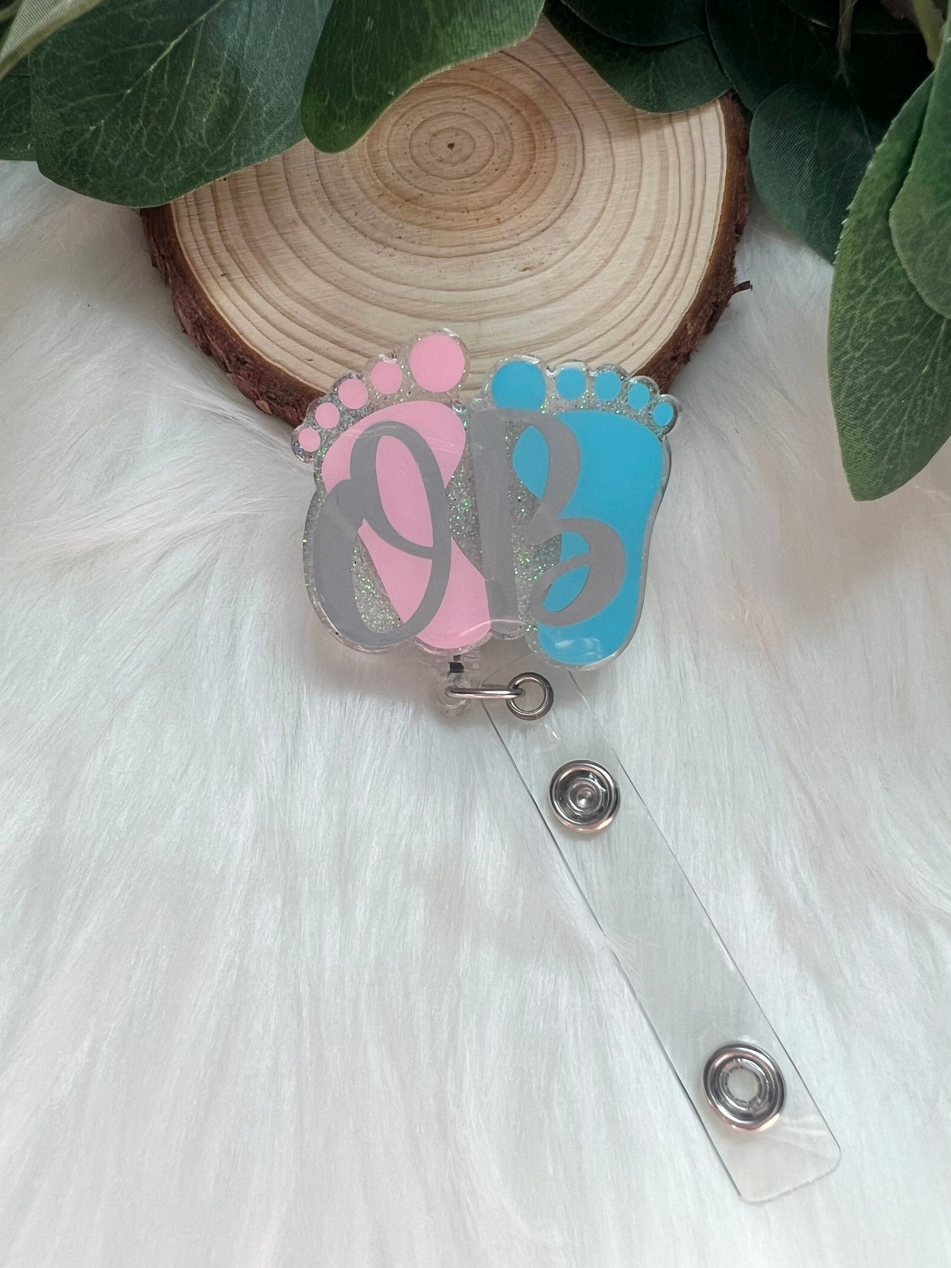 OB Badge Reel--Medical Badge Reel-Gynecologist Gift-Medical School Graduation-Baby Catcher Gift-Stocking Stuffers-Baby Feet Badge