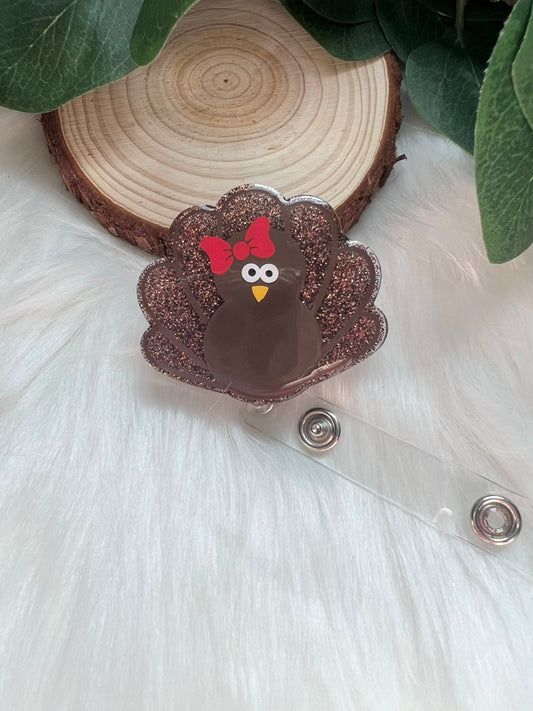Turkey Badge Reel--Thanksgiving Badge Reel-Nurse Badge Reel-Fall Badge Reel-Glitter Badge Reel-Festive Badge Reel-Stocking Stuffer