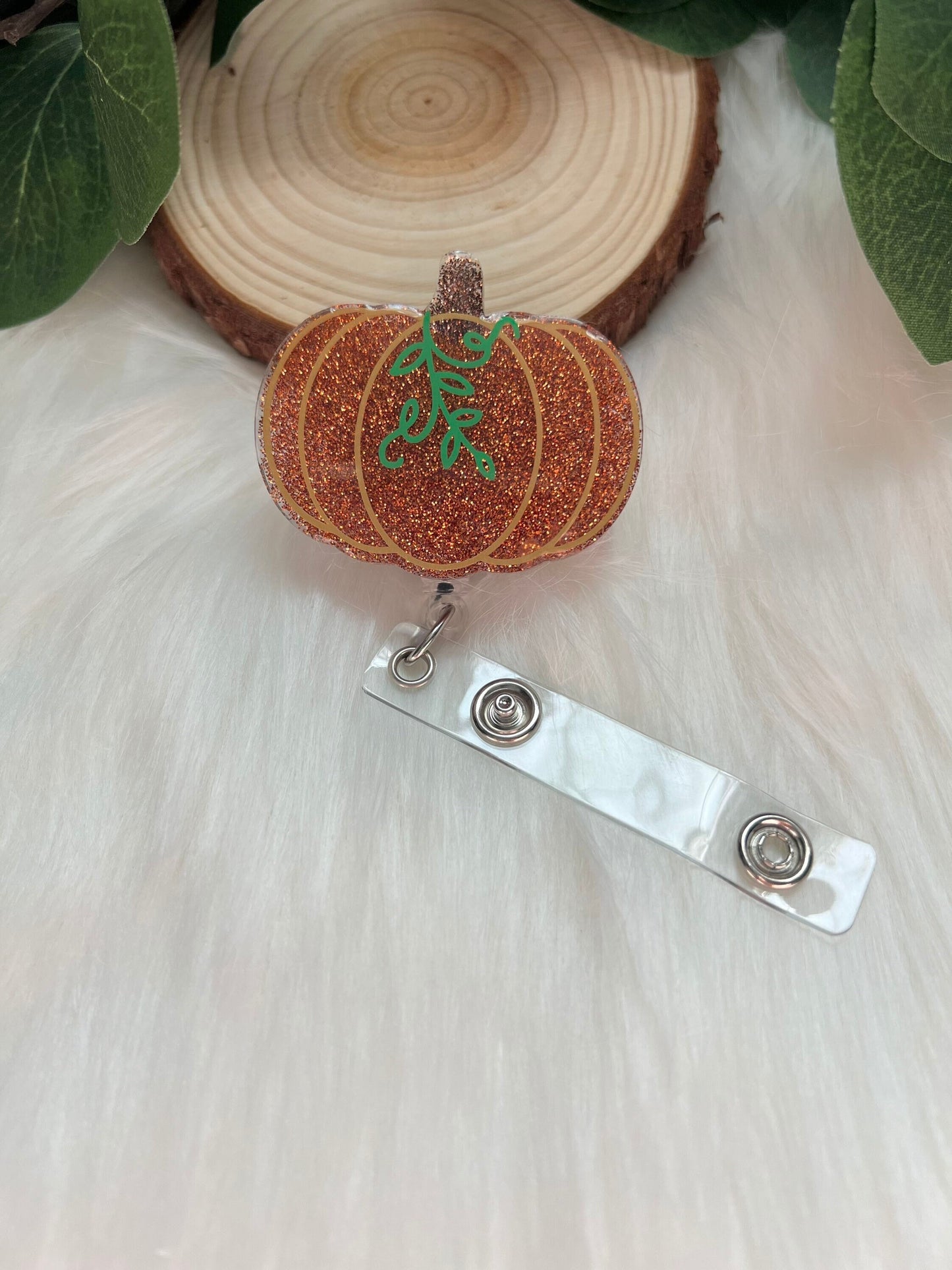 Pumpkin Badge Reel--Halloween Badge Reel-Nurse Badge Reel-Fall Badge Reel-Glitter Badge Reel-Festive Badge Reel-Stocking Stuffer