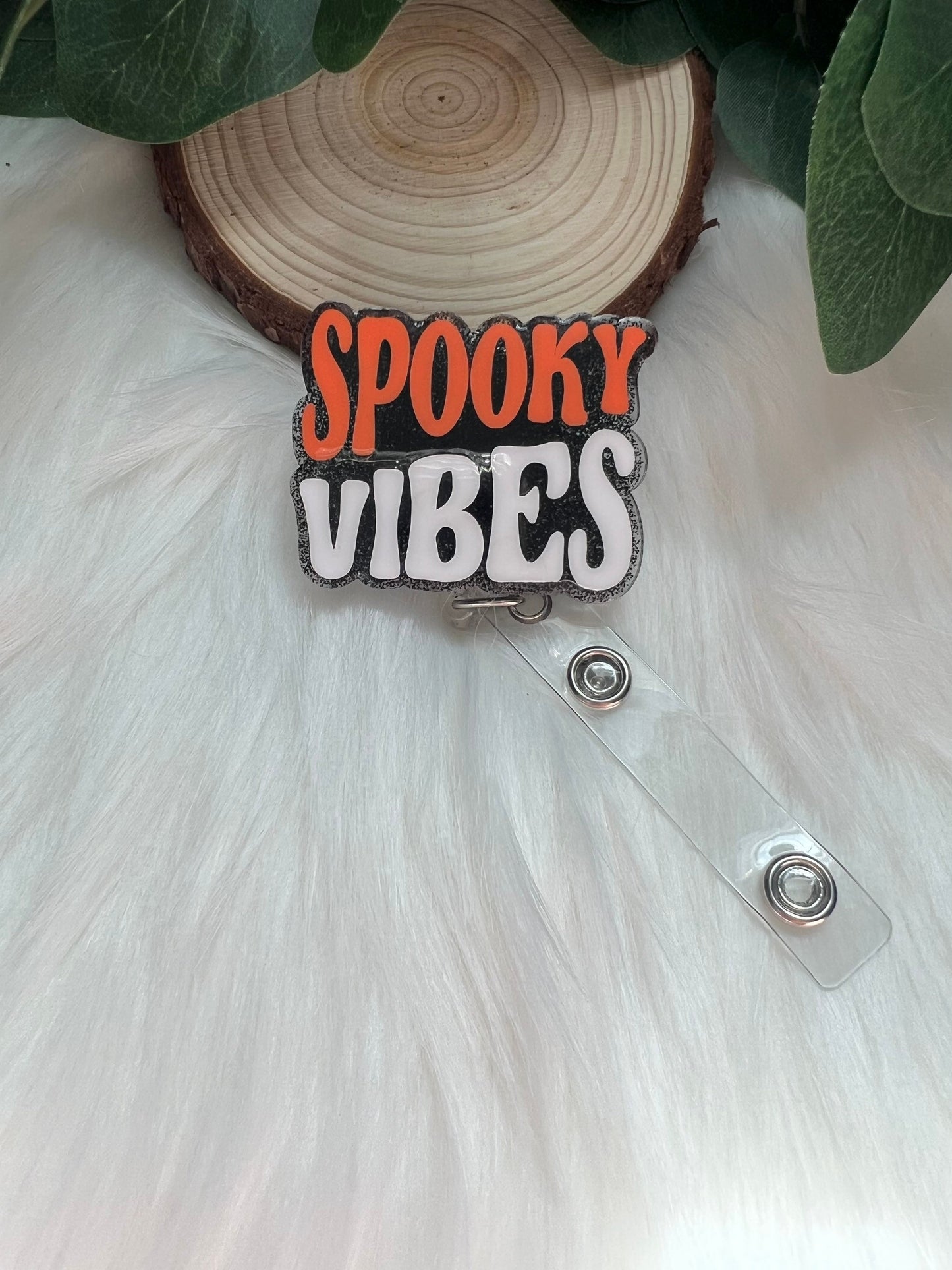 Spooky Vibes Badge Reel--Halloween Badge Reel-Nurse Badge Reel-Fall Badge Reel-Glitter Badge Reel-Festive Badge Reel-Stocking Stuffer