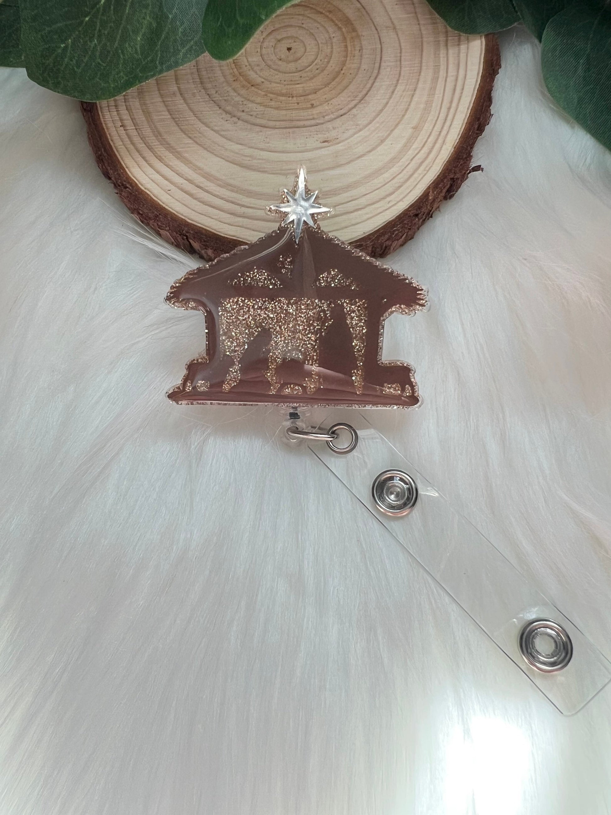 Nativity Badge Reel--Christmas Badge Reel-Nurse Badge Reel-Winter Badge Reel-Glitter Badge Reel-Religious Badge Reel-Stocking Stuffer