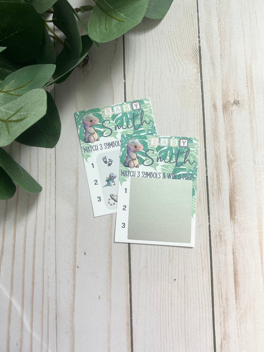 Girl Dinosaur Lotto Scratch Game-Baby Lottery Game-Diaper Raffle Ticket-Custom Baby Game-Baby Shower Reveal-Scratch Off Game-Scratch and Win