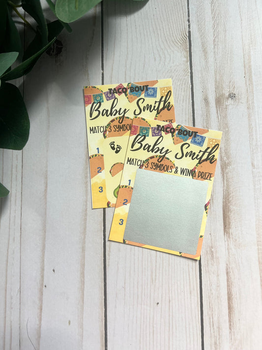 Taco Baby Lotto Scratch Game--Baby Lottery Game-Diaper Raffle Ticket-Custom Baby Game-Baby Shower Reveal-Scratch Off Game-Scratch and Win
