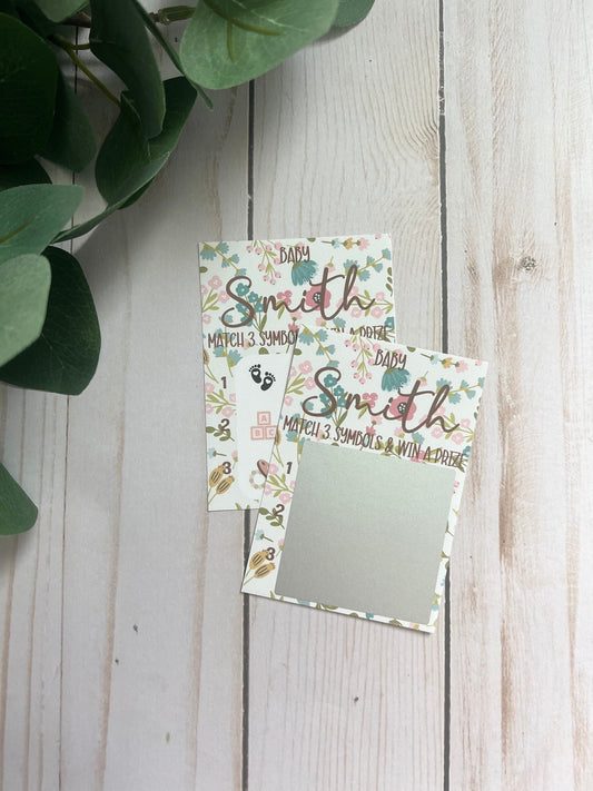 Girl Floral Lotto Scratch Game--Baby Lottery Game-Diaper Raffle Ticket-Custom Baby Game-Baby Shower Reveal-Scratch Off Game-Scratch and Win