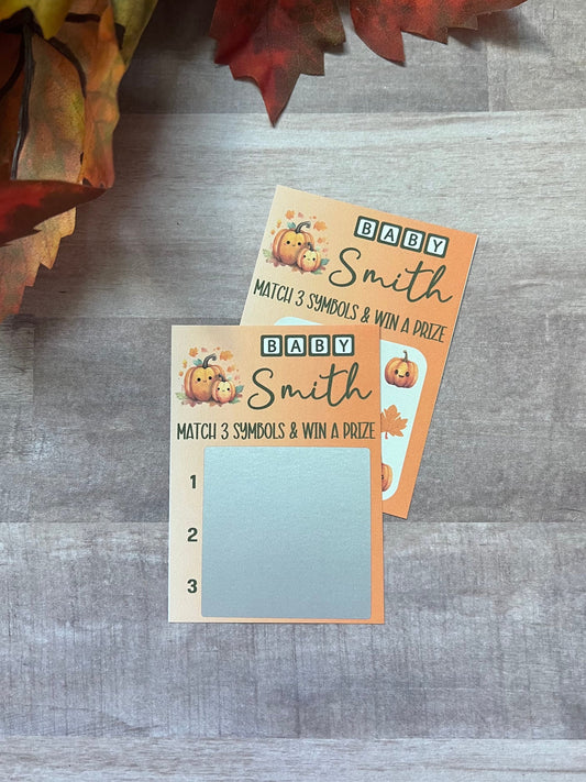 Pumpkin Baby Lotto Scratch Game--Baby Lottery Game-Diaper Raffle Ticket-Custom Baby Game-Baby Shower Reveal-Scratch Off Game-Scratch and Win