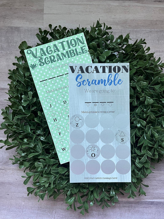 Vacation Scramble Scratch Ticket-- Vacation Reveal-Custom Vacation-Trip Gift-Scratch Off Card-Unscramble Words-Scratch Card-Birthday Trip