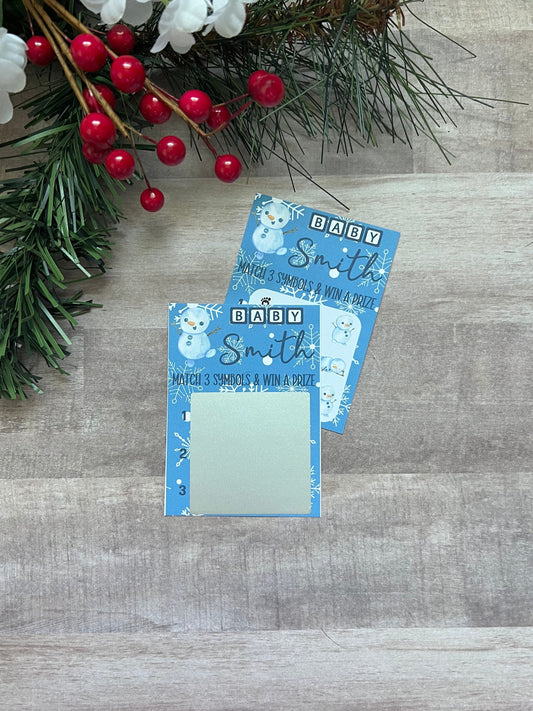 Snowman Baby Lotto Scratch Game-Baby Lottery Game-Diaper Raffle Ticket-Custom Baby Game-Baby Shower Reveal-Scratch Off Game-Scratch and Win