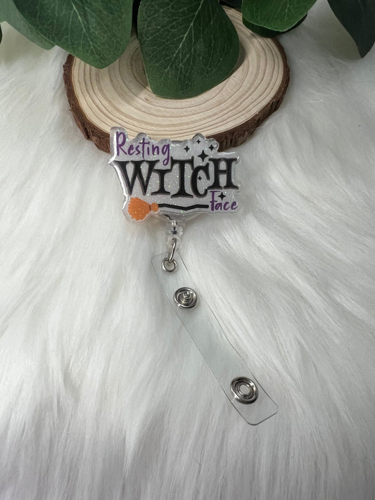 Resting Witch Badge Reel--Halloween Badge Reel-Nurse Badge Reel-Fall Badge Reel-Glitter Badge Reel-Festive Badge Reel-Stocking Stuffer