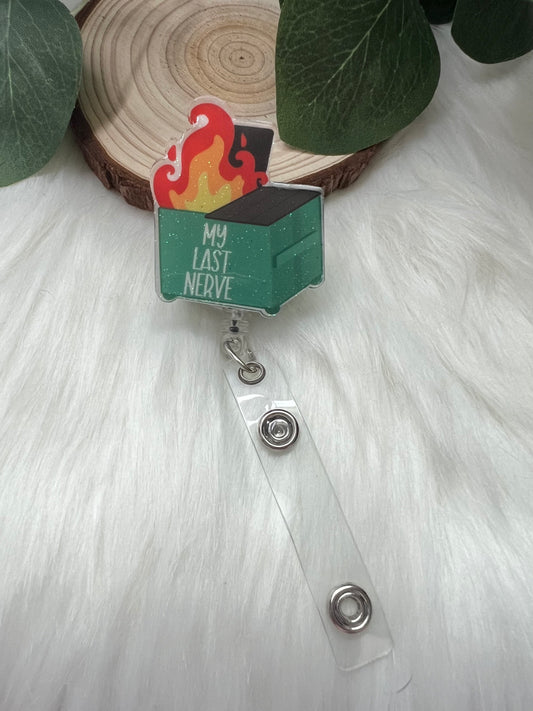 My Last Nerve Badge Reel--Funny Badge Reel-Adulting Badge Reel-Graduation Gift-Halloween Gift-Coworker Gift-Glitter Badge-Nurse Badge Reel