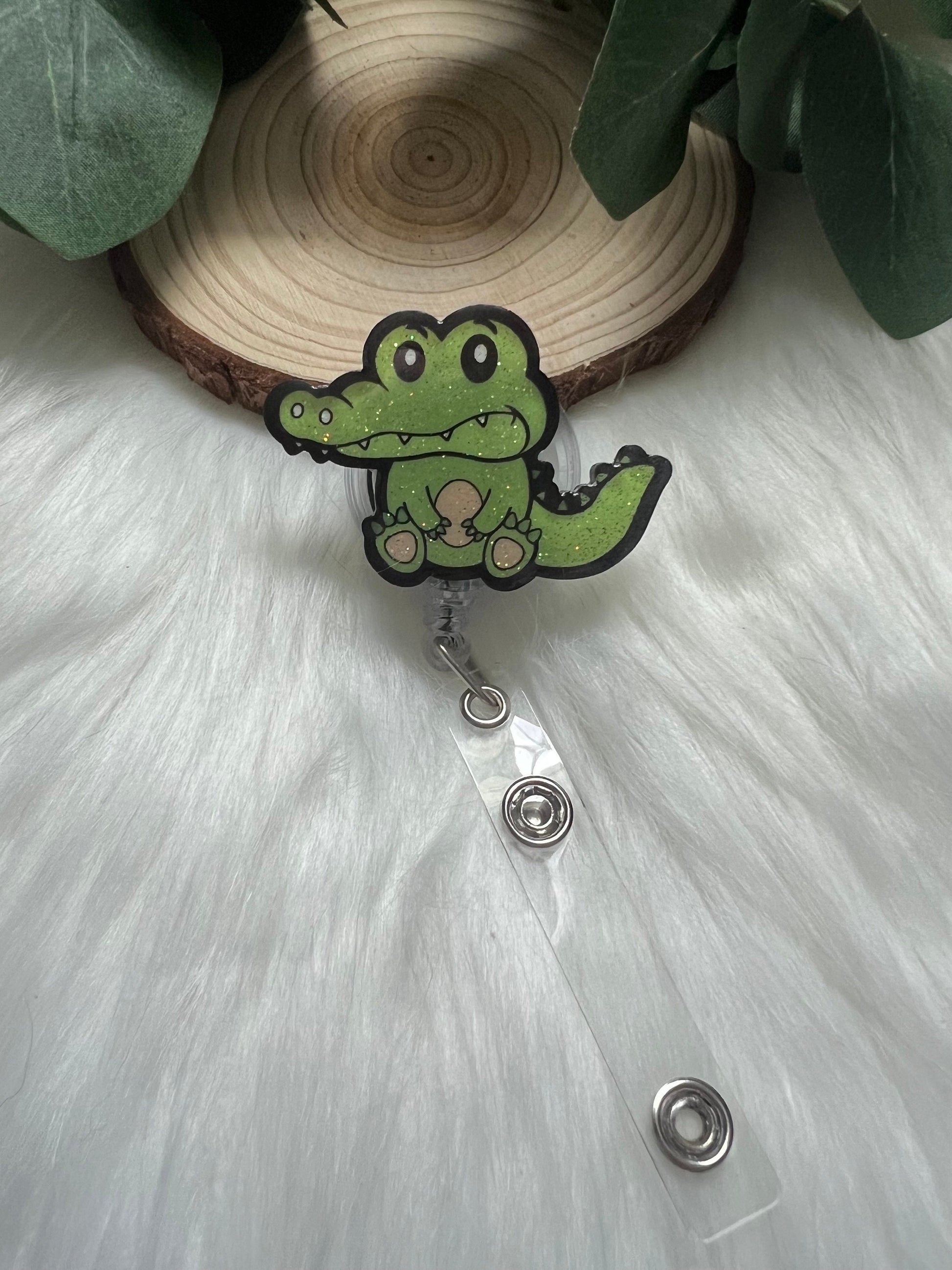 Alligator Badge Reel--Baby Monkey Badge Reel-baby Animal Badge Reel-Dog Mom Gifts-Veterinarian Gift-Gator Lover Gift-Glitter Badge Reel