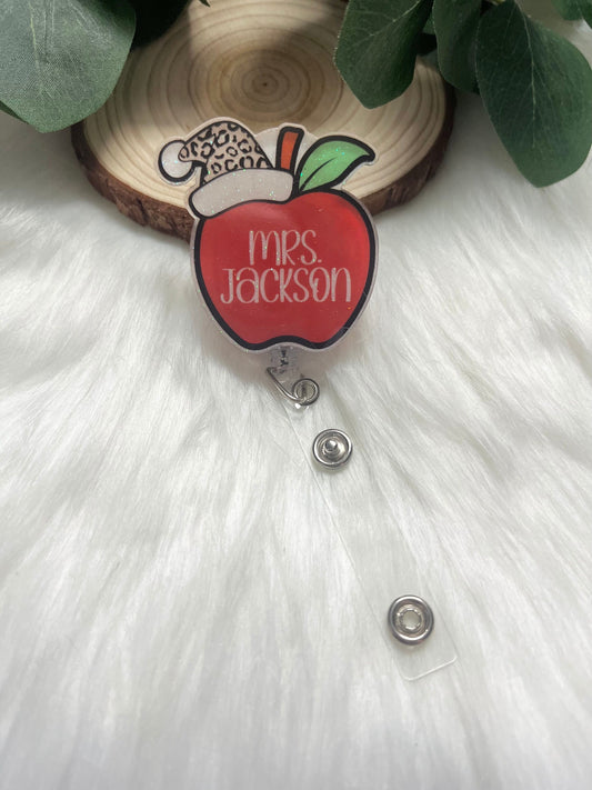 Christmas Apple Teacher Badge Reel-- Teacher Badge Reel-Teacher Appreciation-Teacher Badge Holder-First Year Teacher Gifts-Back To School