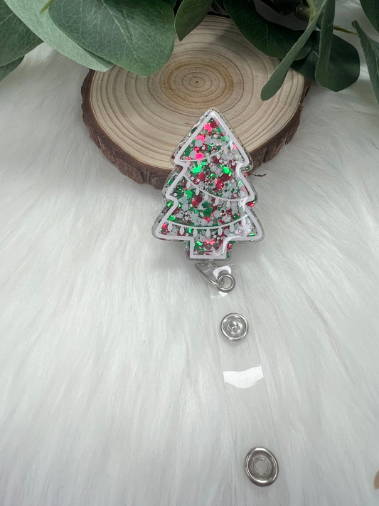 Glitter Tree Badge Reel--Christmas Badge Reel-Nurse Badge Reel-Winter Badge Reel-Glitter Badge Reel-Festive Badge Reel-Stocking Stuffer