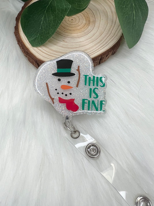 Melted Snowman Badge Reel--Christmas Badge Reel-Nurse Badge Reel-Winter Badge Reel-Glitter Badge Reel-Festive Badge Reel-Stocking Stuffer