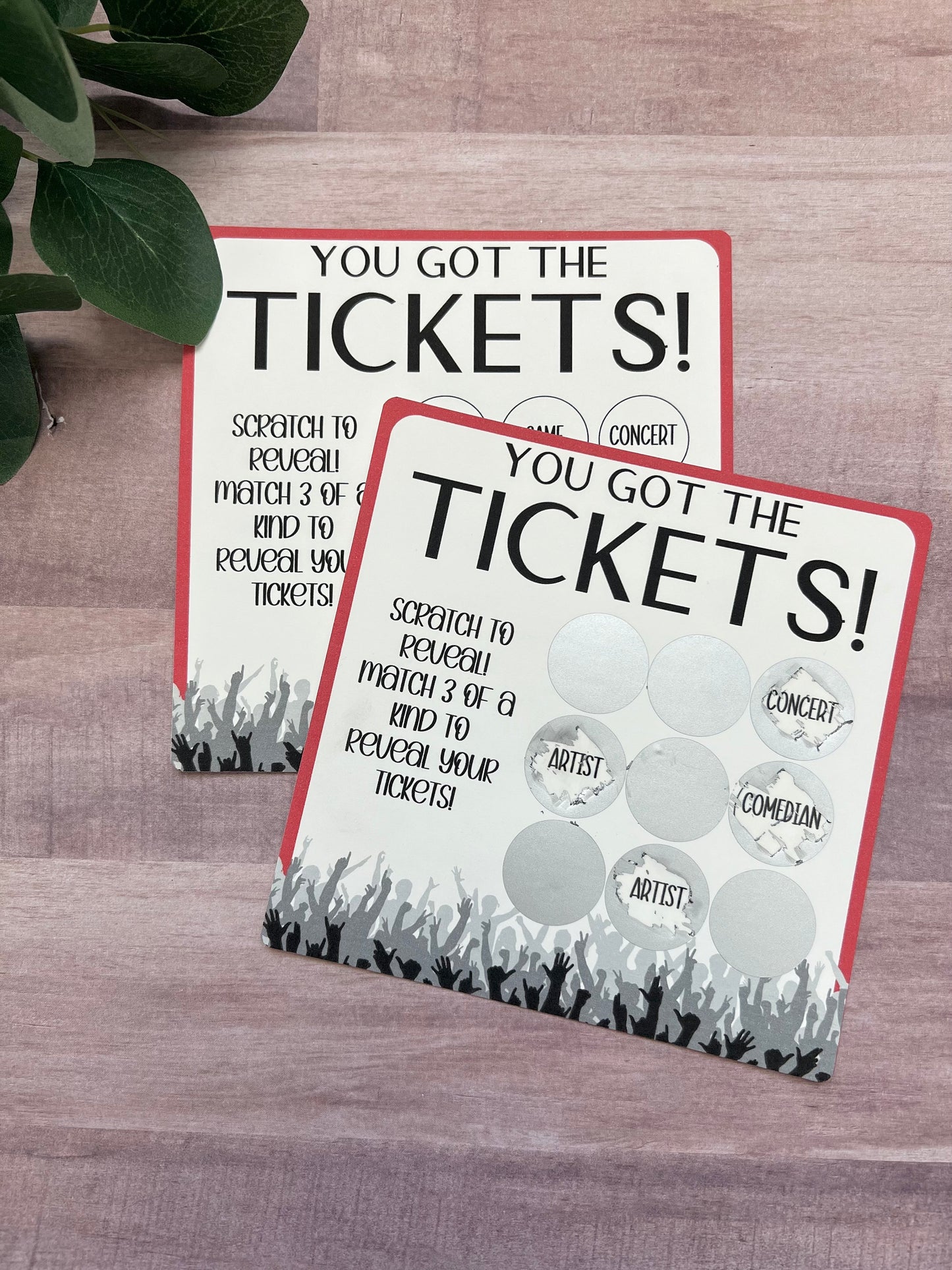 Ticket Scratch and Match Card-- Concert Ticket-Custom Concert-Concert Gift-Scratch Off Card-Ticket Gift-Scratch Card-Event Ticket Card