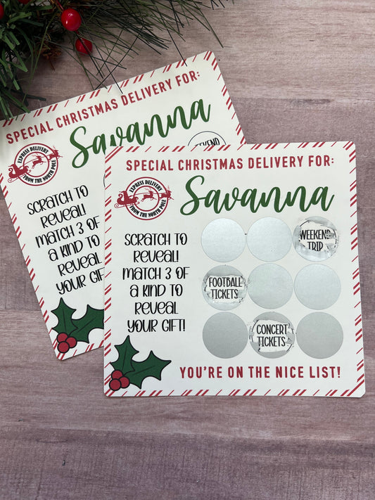 Christmas Delivery Scratch and Match Card-- Concert Ticket-Custom Concert-Concert Gift-Christmas Gift Reveal-Ticket Gift-Event Ticket Card