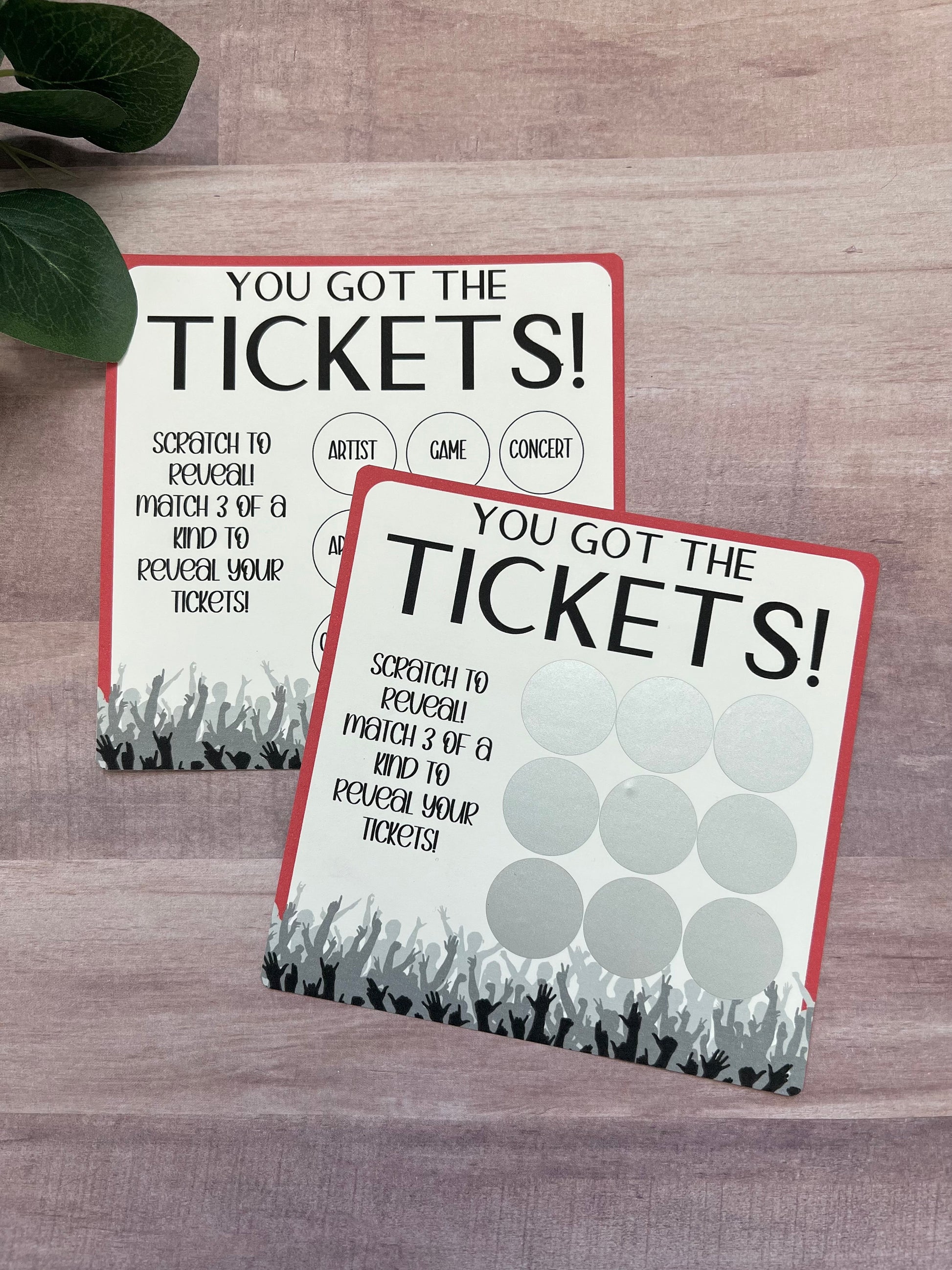 Ticket Scratch and Match Card-- Concert Ticket-Custom Concert-Concert Gift-Scratch Off Card-Ticket Gift-Scratch Card-Event Ticket Card