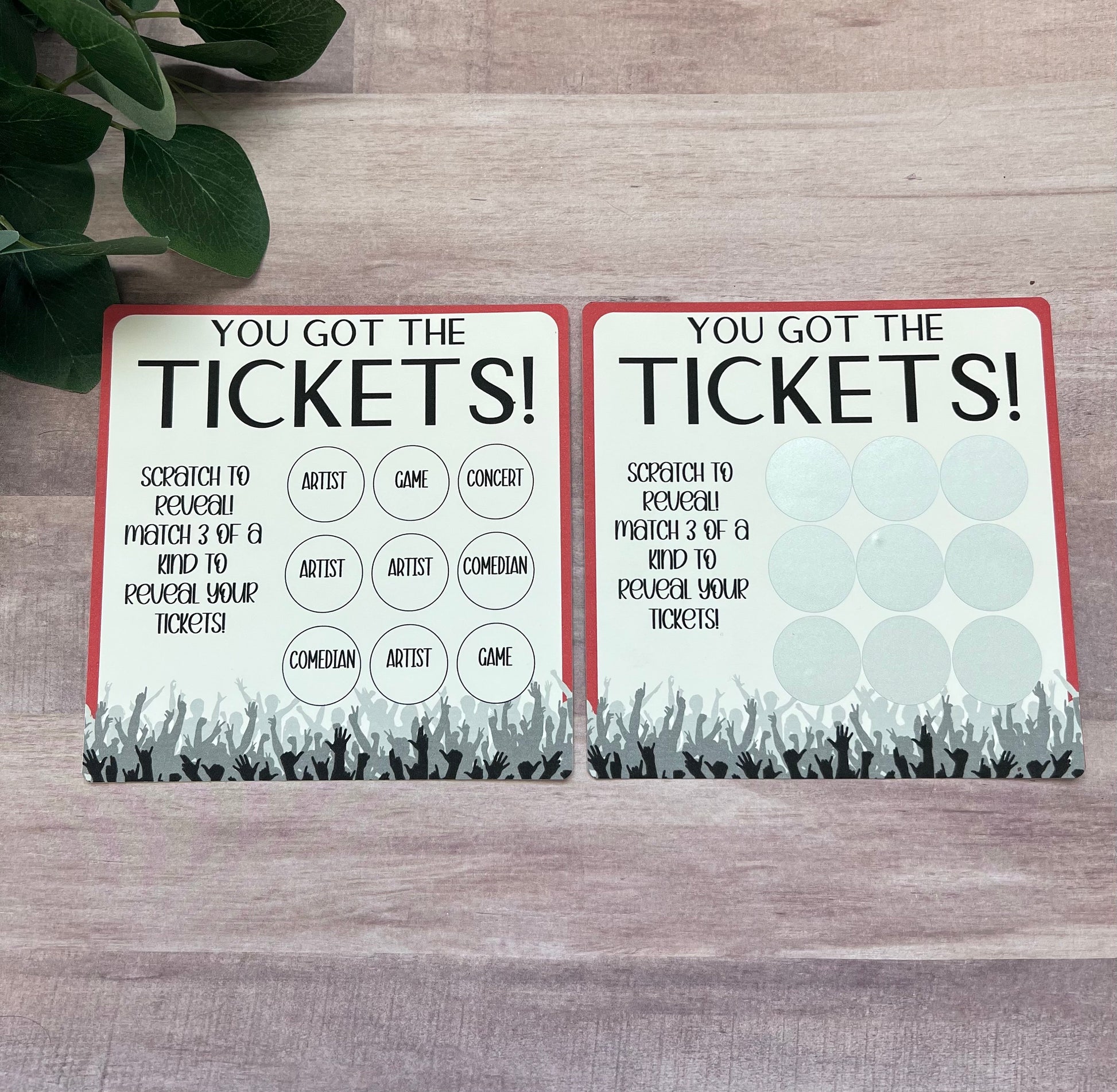 Ticket Scratch and Match Card-- Concert Ticket-Custom Concert-Concert Gift-Scratch Off Card-Ticket Gift-Scratch Card-Event Ticket Card