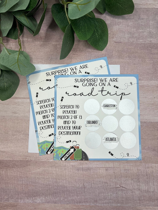 Road Trip Scratch and Match Vacation Reveal--Secret Message-Vacation Reveal-Surprise Trip Ticket-Family Trip 2023-Road Trip Reveal Puzzle