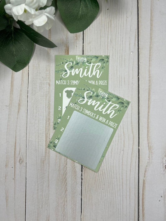 Greenery Baby Lotto Scratch Game--Custom Baby Lottery Game-Diaper Raffle Ticket-Baby Shower Reveal-Sage Baby Shower-Eucalyptus Baby Shower