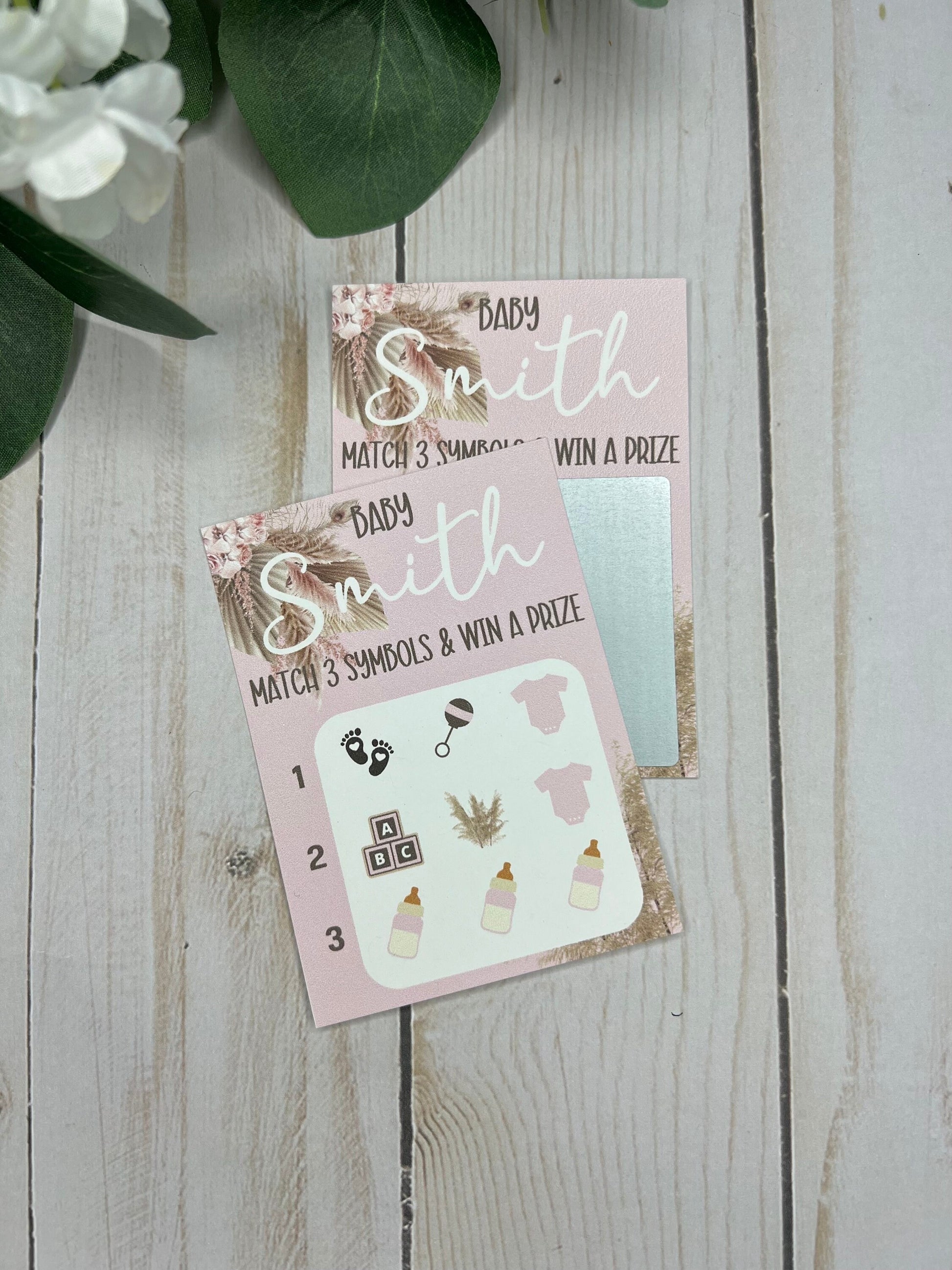 Boho Baby Girl Lotto Scratch Game-Custom Baby Lottery Game-Diaper Raffle Ticket-Baby Shower Reveal-Scratch Off Game-Pampas Grass Baby Shower