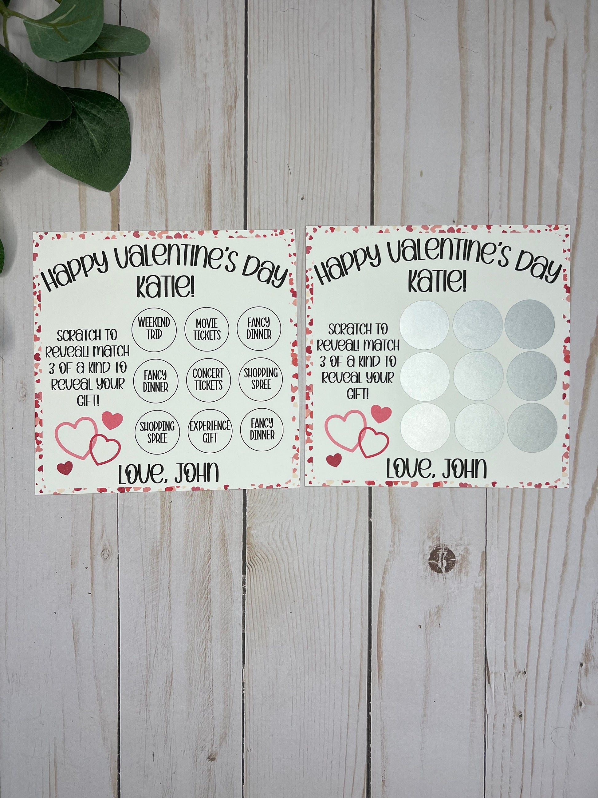 Valentine Scratch and Match Card--Love Day Gift- Concert Ticket-Custom Gift Reveal-Spa Day-Valentine Gift Reveal-Intangible Gift