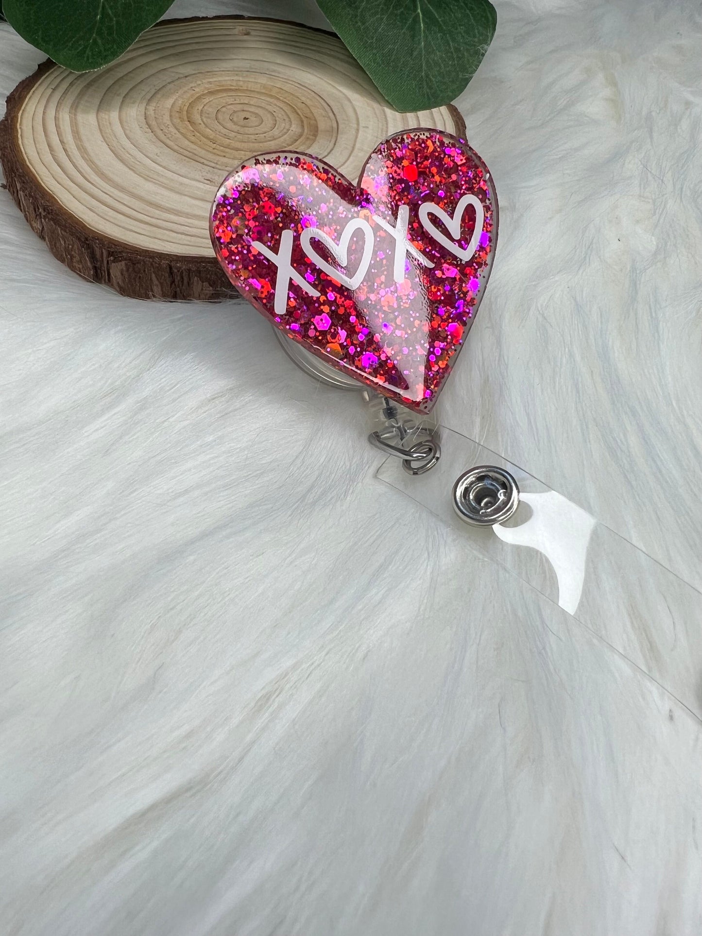 XOXO Glitter Heart Badge Reel--Heart Badge Reel-Cupid Badge Reel-Love Day Gift-Valentine's Gift-Glitter Badge Reel-Flashy Badge Reel