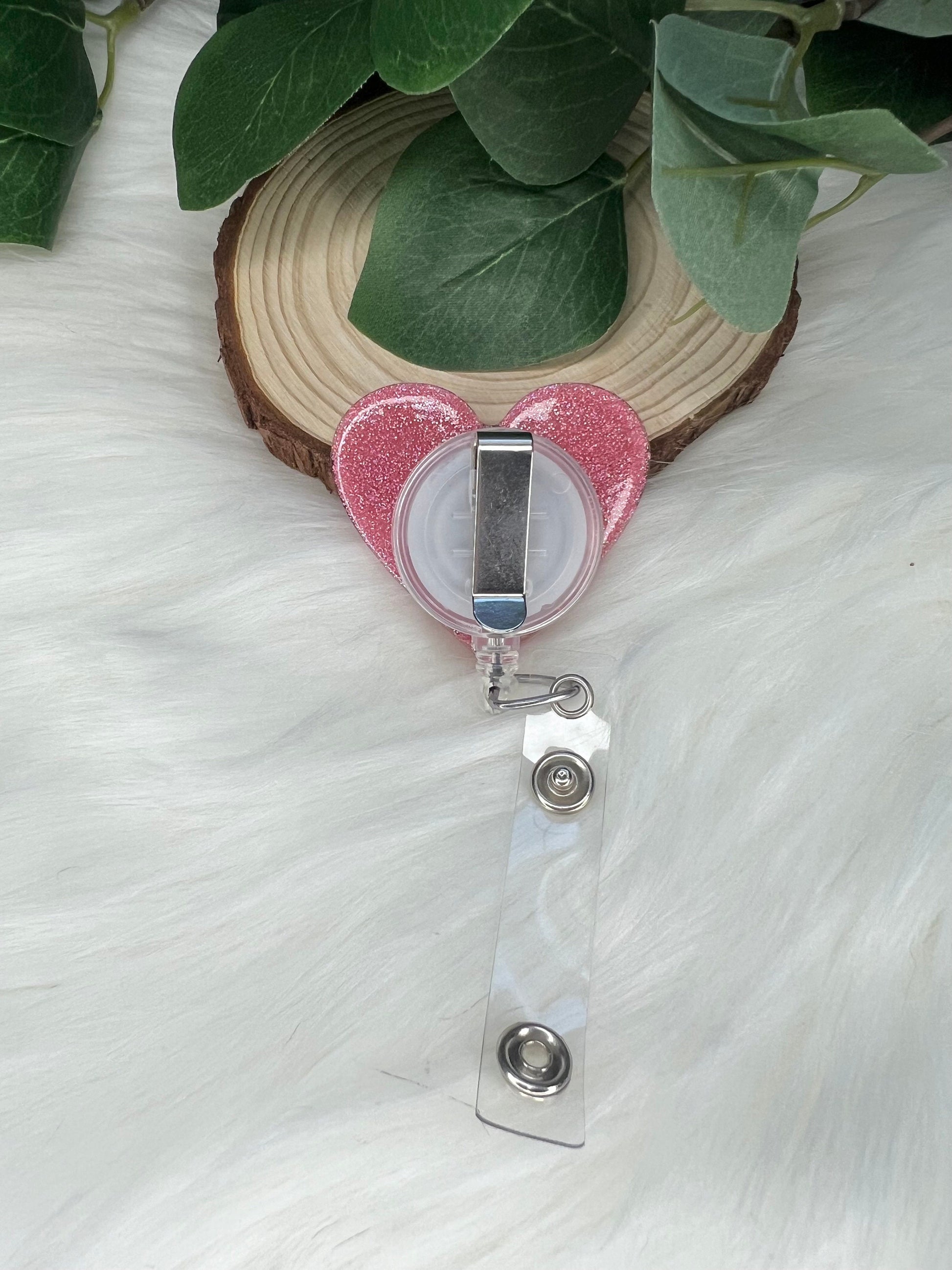 Holographic Name Heart Badge Reel--Heart Badge Reel-Cupid Badge Reel-Love Day Gift-Valentine's Gift-Glitter Badge Reel-Flashy Badge Reel