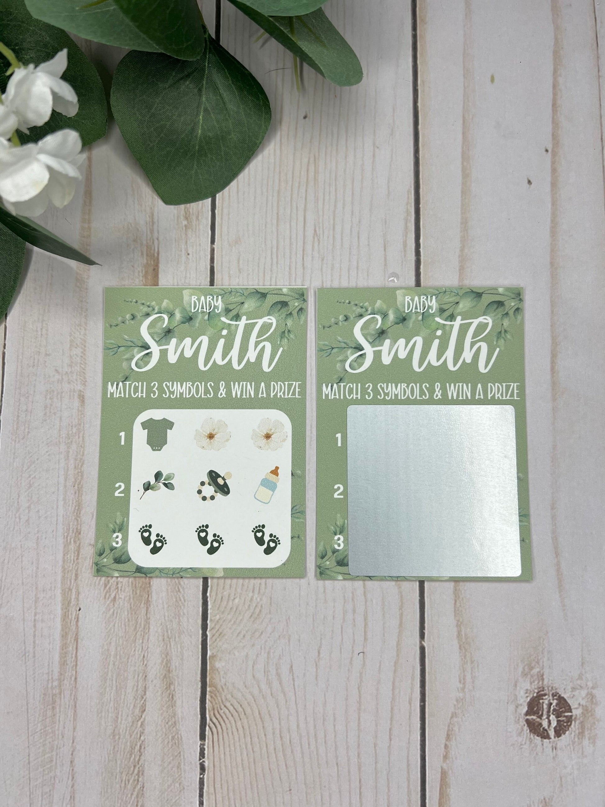 Greenery Baby Lotto Scratch Game--Custom Baby Lottery Game-Diaper Raffle Ticket-Baby Shower Reveal-Sage Baby Shower-Eucalyptus Baby Shower