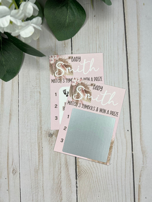 Boho Baby Girl Lotto Scratch Game-Custom Baby Lottery Game-Diaper Raffle Ticket-Baby Shower Reveal-Scratch Off Game-Pampas Grass Baby Shower