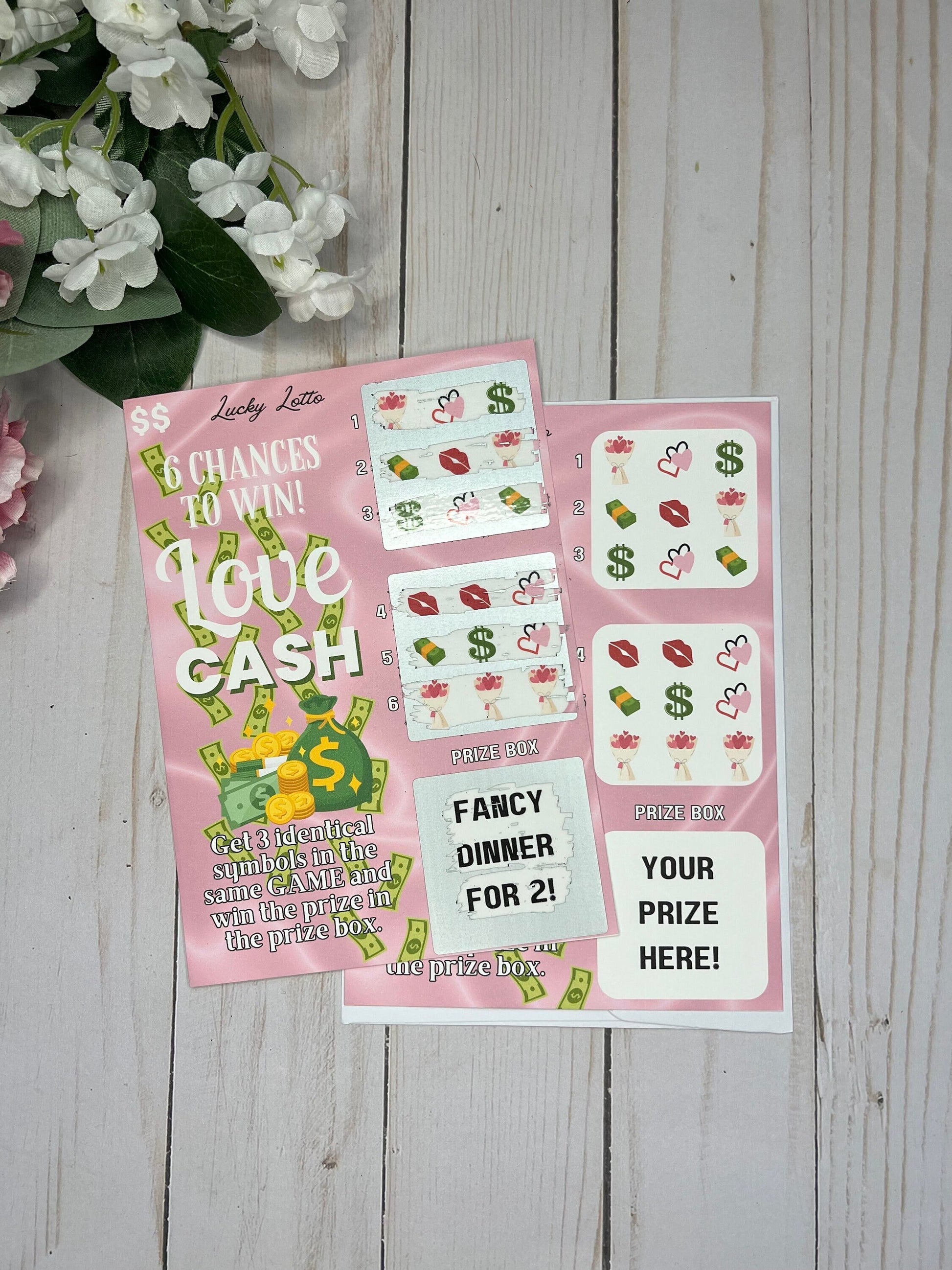 Love Scratch Ticket-- Valentine Scratch Card-Valentine Lottery Gag Gift-Love Day Vacation reveal-Scratch Off Card-Secret Message