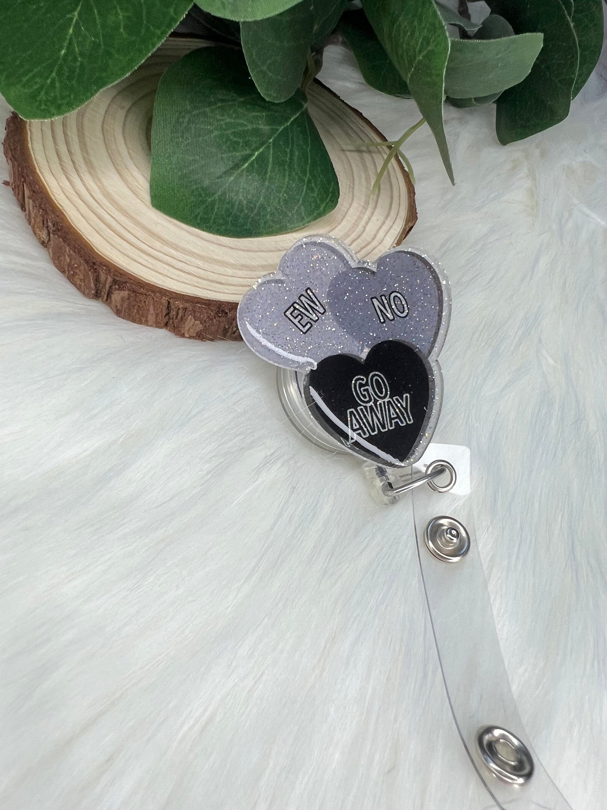 Anti Love Hearts Badge Reel--Funny Badge Reel-Cupid Badge Reel-Anti Valentines Gift-Valentine's Gift-Glitter Badge Reel-Nurse Badge Reel