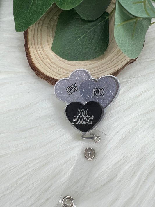 Anti Love Hearts Badge Reel--Funny Badge Reel-Cupid Badge Reel-Anti Valentines Gift-Valentine's Gift-Glitter Badge Reel-Nurse Badge Reel