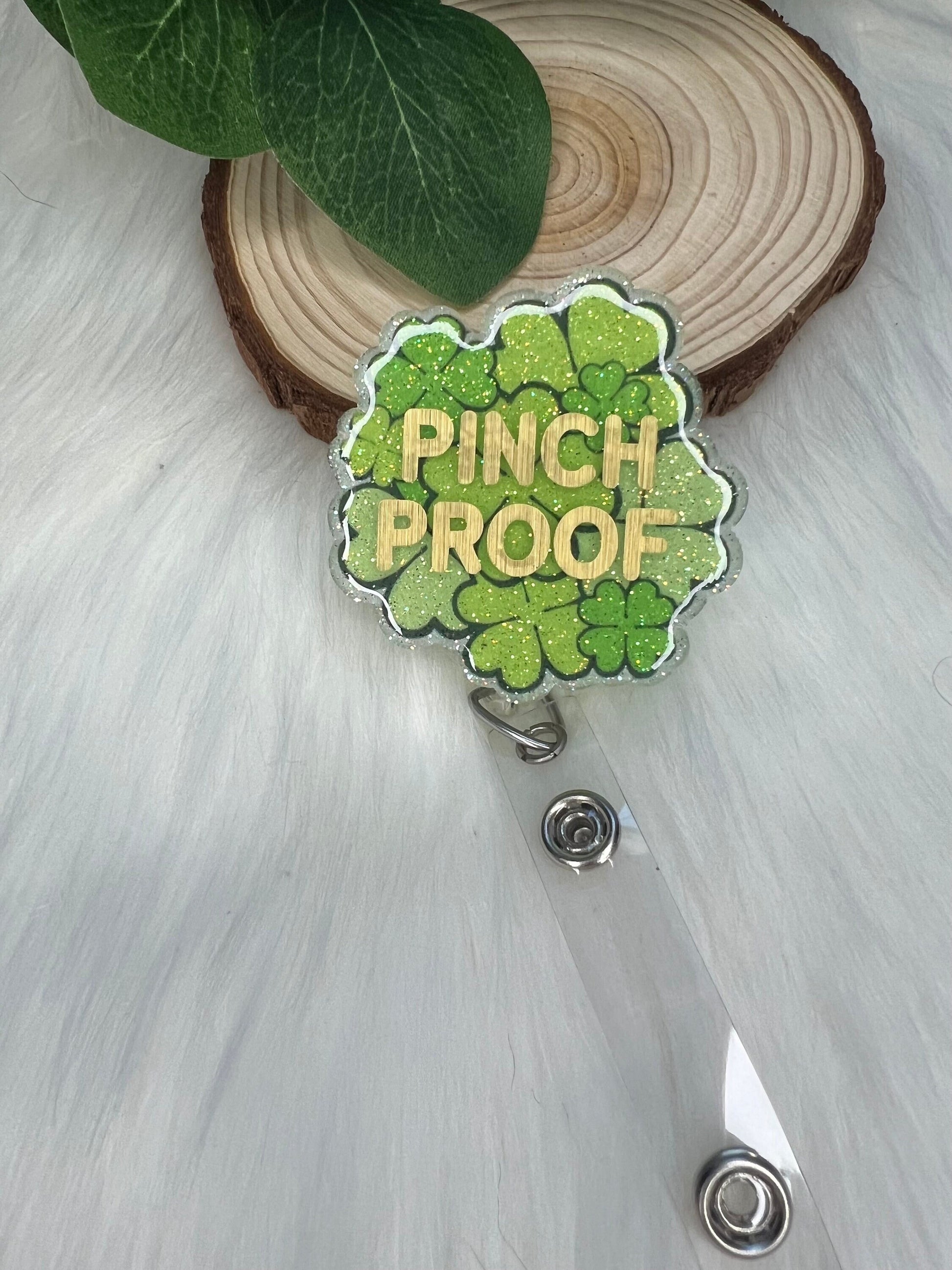 Glitter Pinch Proof Badge Reel--St. Patricks Badge Reel-Lucky Clover Badge Reel-Coworker Gift-Glitter Leprechaun Badge-Nurse Badge Reel