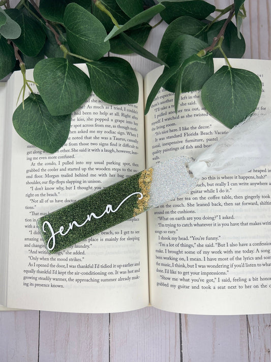 Custom Glitter and Foil Name Bookmark--Book Lover Gift-Personalized Bookmark-Glitter Acrylic Bookmark-Gift for Readers-Cute Bookmark Gift