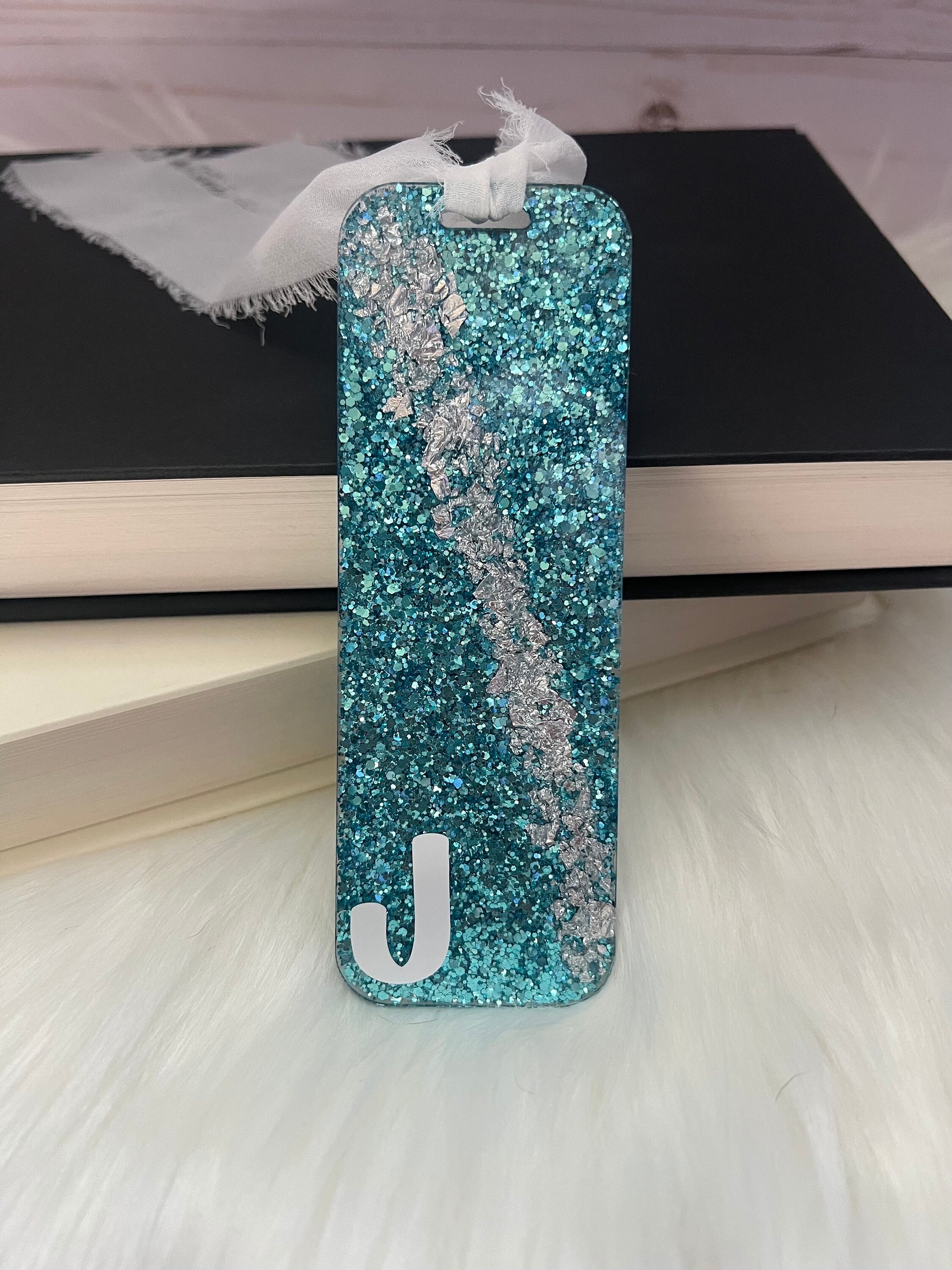 Custom Glitter and Foil Initial Bookmark--Book Lover Gift-Personalized Bookmark-Glitter Acrylic Bookmark-Gift for Readers-Cute Bookmark Gift