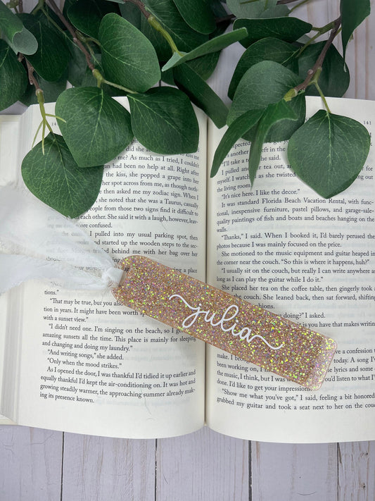 Custom Glitter Name Bookmark--Book Lover Gift-Personalized Bookmark-Glitter Acrylic Bookmark-Gift for Readers-Cute Bookmark Gift