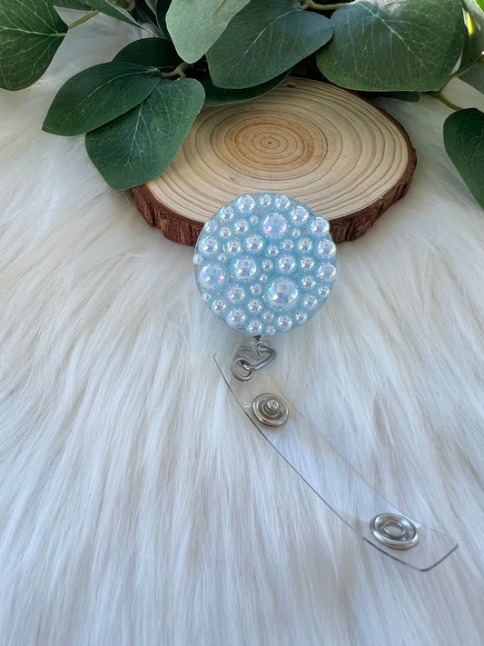 Blue Pearl Badge Reel--Heart Badge Reel-Pearl Badge Reel-Pearl Badge Holder-Badge Reel Cute-Glitter Badge Reel-Flashy Badge