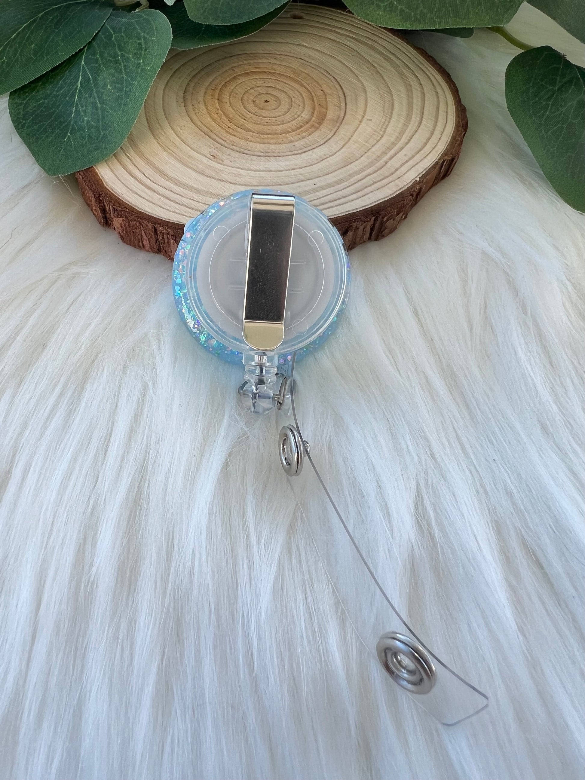 Blue Pearl Badge Reel--Heart Badge Reel-Pearl Badge Reel-Pearl Badge Holder-Badge Reel Cute-Glitter Badge Reel-Flashy Badge