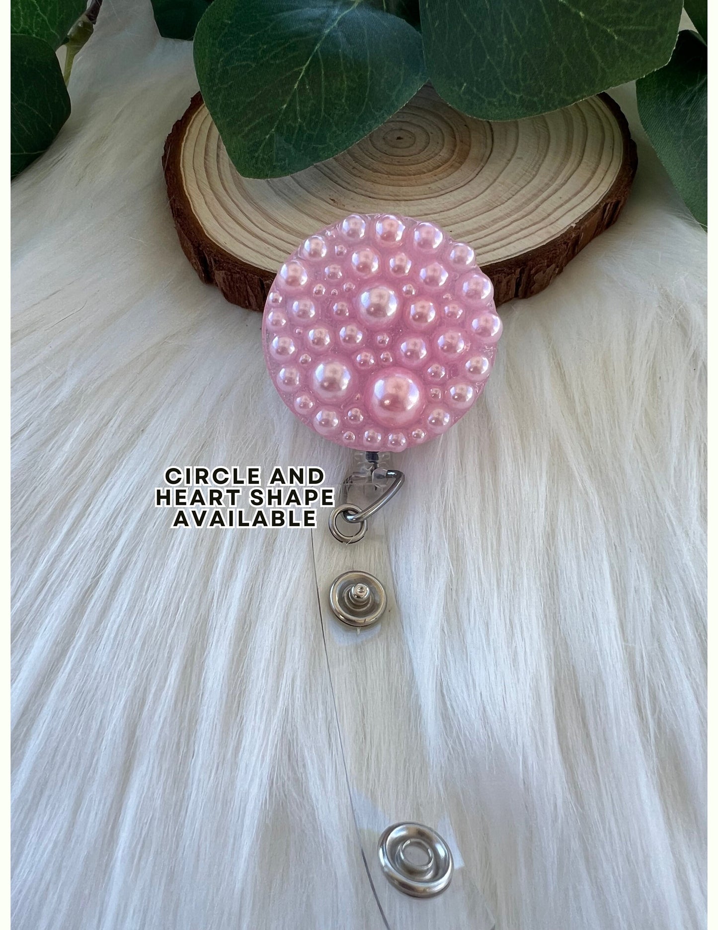 Pink Pearl Badge Reel--Heart Badge Reel-Pearl Badge Reel-Pearl Badge Holder-Badge Reel Cute-Glitter Badge Reel-Flashy Badge